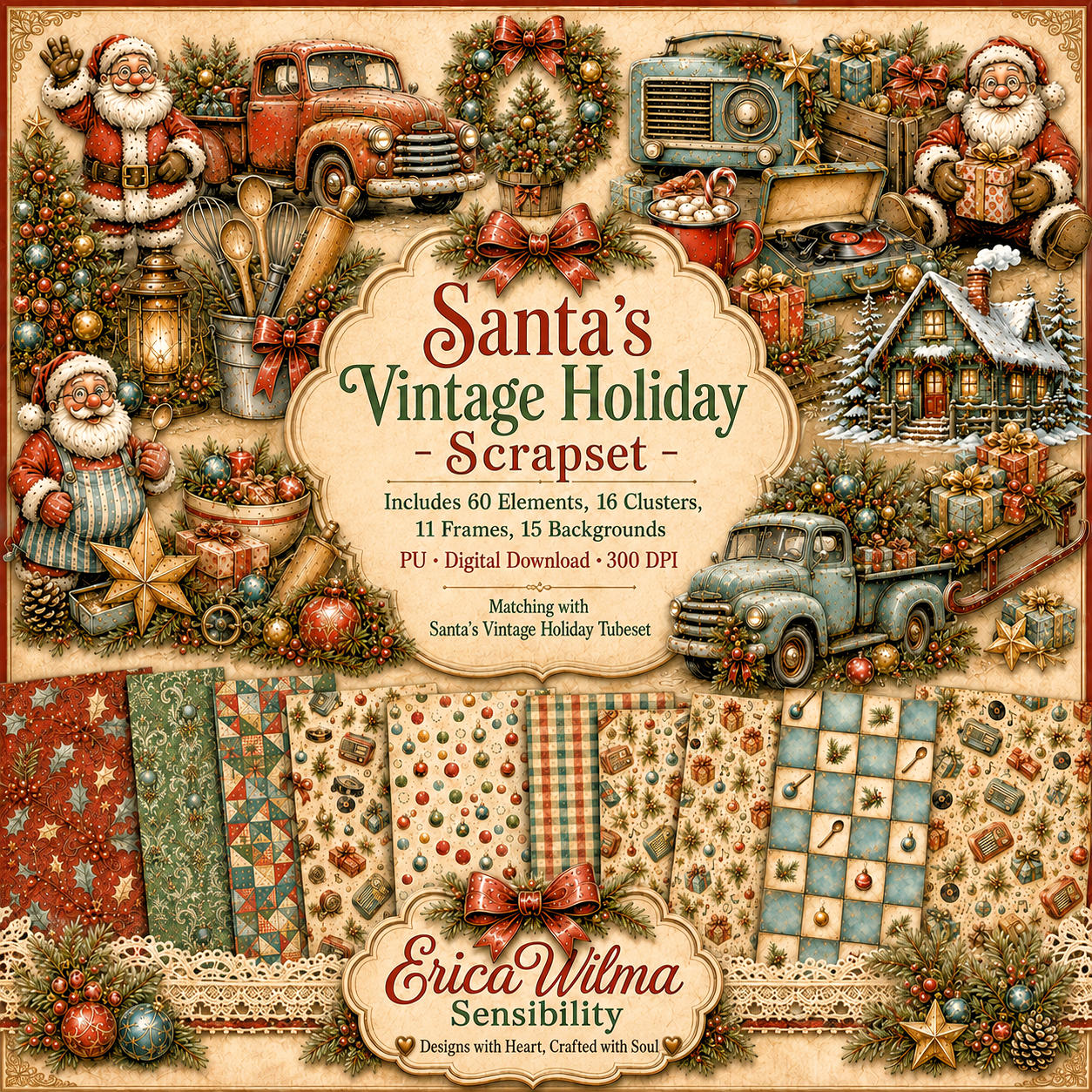 (image for) EW AI Santa's Vintage Holiday - Scrapset 2026